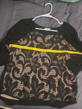 Black Lace Overlay Women's Long Sleeve Top - Brand: Sanctuary
